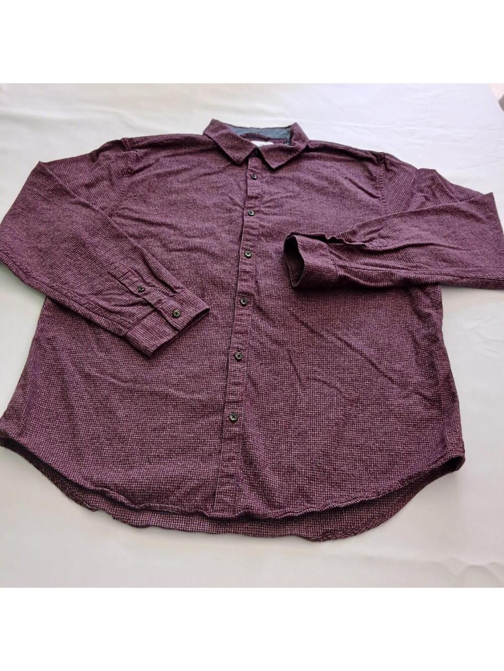 Old Navy Shirt Slim Fit Men's Burgundy Cotton Button Up Shirt Long Sleeve XL